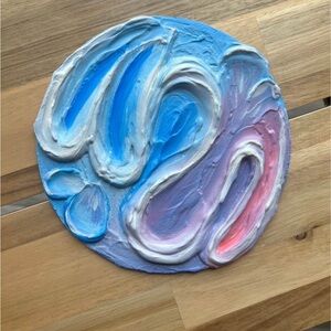 Abstract Blue and Pink Swirl Art Piece 6.5”